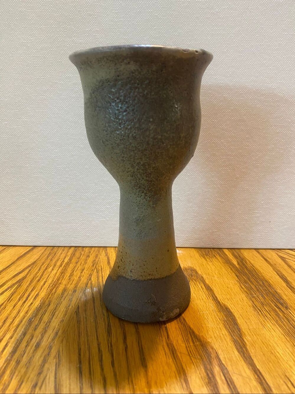 MCM Studio Art Pottery Goblet Vase Speckled Stoneware Brown Gray Wabi Sabi